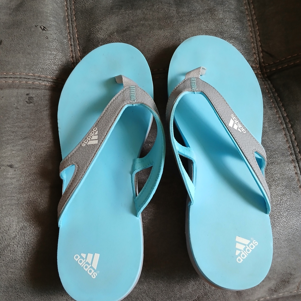 Adidas Blue and Gray Flip Flops